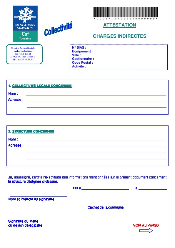 Attestation Charges Indirectes Caf Touraine