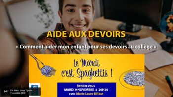 9 novembre 2021 – conférence en ligne « Comment aider mon enfant pour ses devoirs au collège »